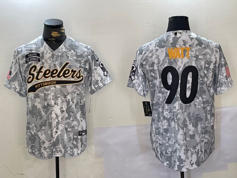 Men Pittsburgh Steelers #90 Watt Nike Arctic Camo 2024 Salute to Service Limited NFL Jersey style 4->pittsburgh steelers->NFL Jersey